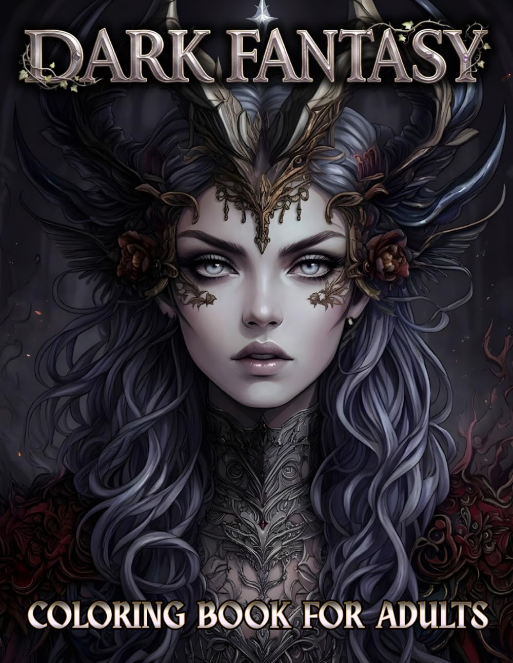 Dark Fantasy Coloring Book for Adults: 50 Gothic Horror Illustrations with Dark Angels, Mythical Creatures, and Eerie Landscapes for Stress Relief and Relaxation.