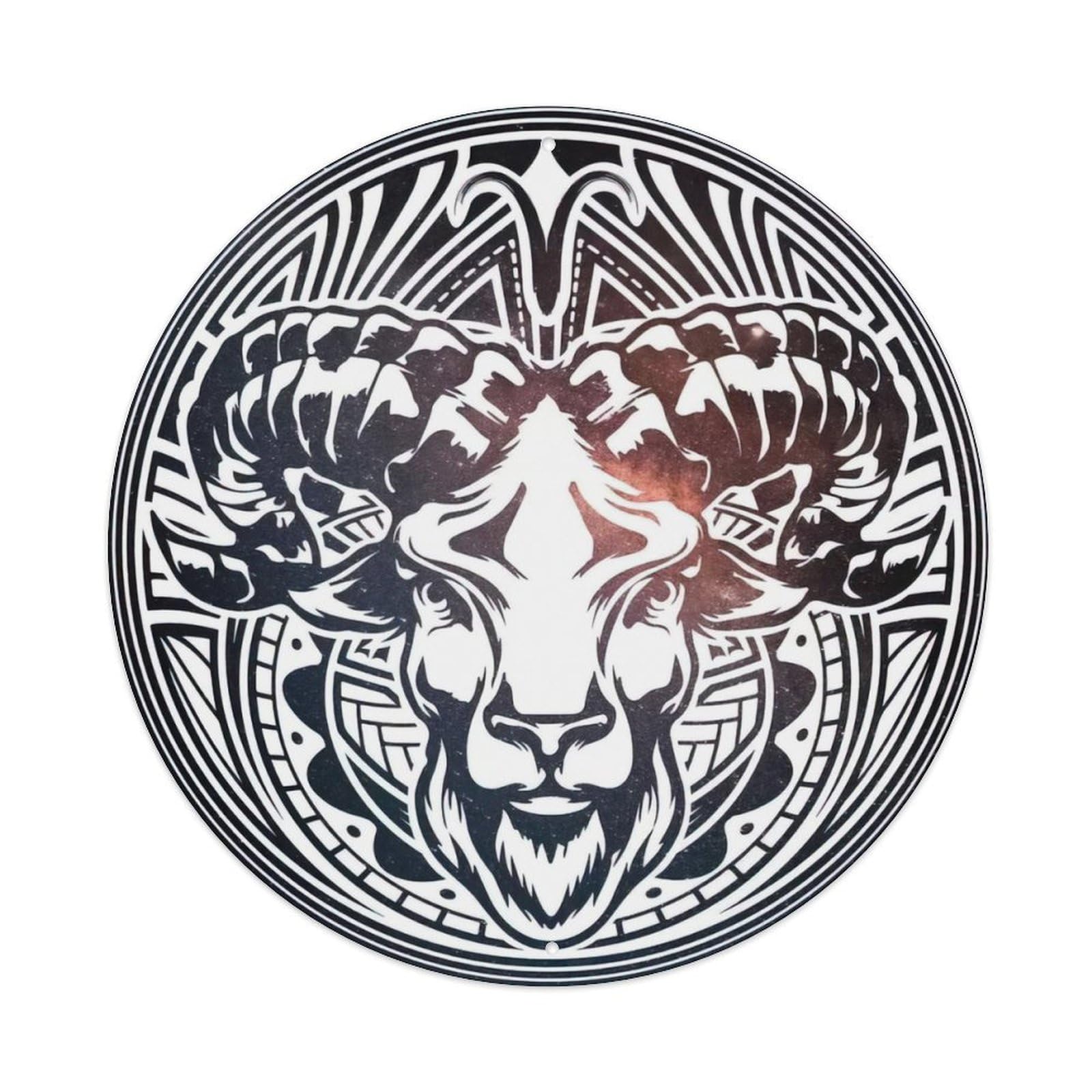 Olyhtr 8X8inch Classic Style Celestial Aries Zodiac Symbol Illustration Metal Tin Sign