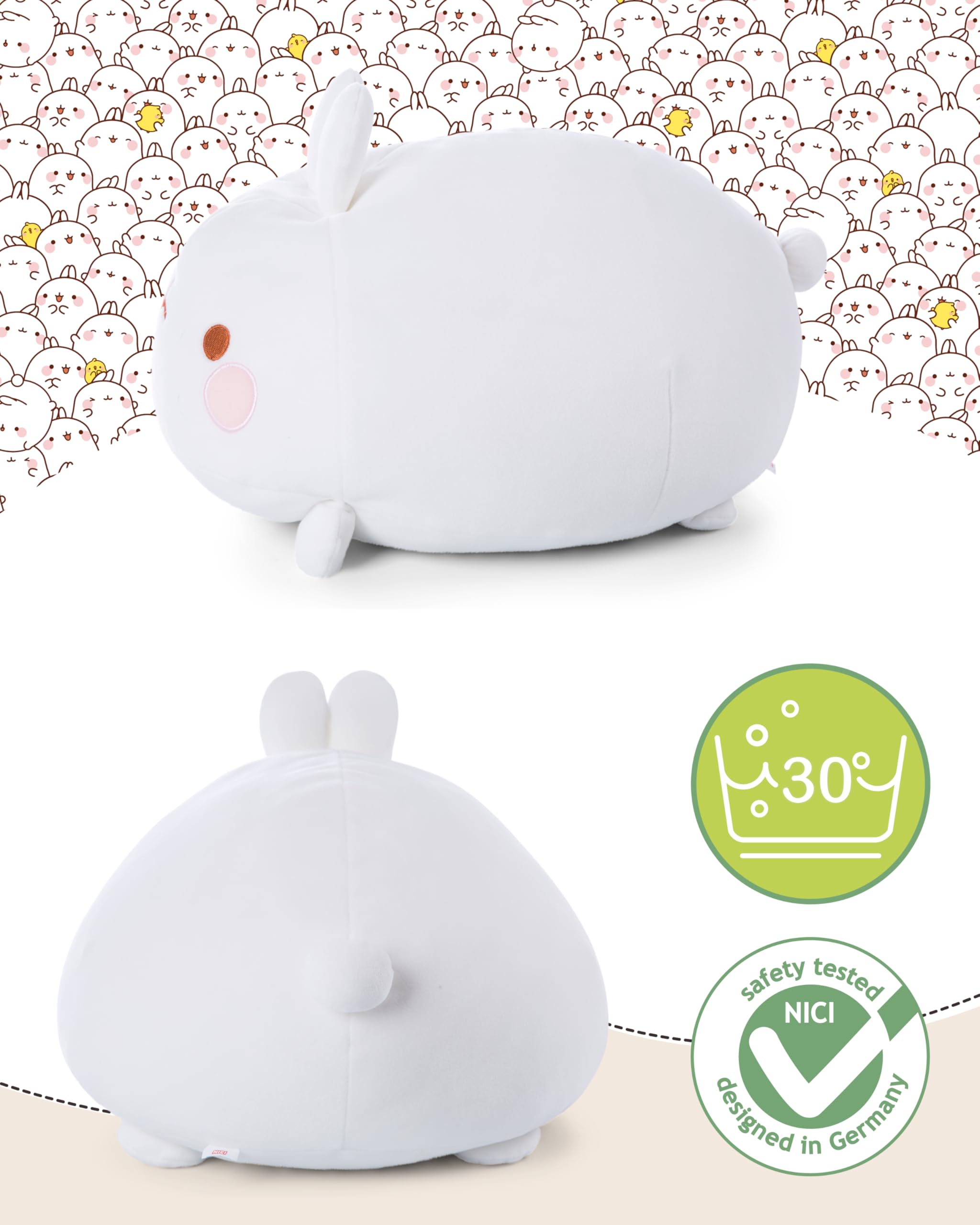 NICI Molang Animaletto di peluche, tenero pupazzo per coccole e giochi, per adulti e bambini, 30 x 40 cm, bianco - 62670
