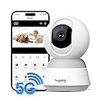 Hugolog 3K 5MP Indoor Pan/Tilt Security Camera with Auto-Focus,2.4 GHZ/5 GHZ,Ideal for Baby Monitor/Pet Camera,Starlight Color Night Vision,Human/Pet AI,Noise Reduction,US Cloud,Works with Alexa