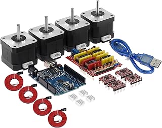 Zwbfu CNC Shield V3.0 Expansion Board R3 Board 4*A4988 Driver 4 * 4401 Stepper Motor Kit with Heatsink USB Cable for 3D Printer 4X A4988 Driver