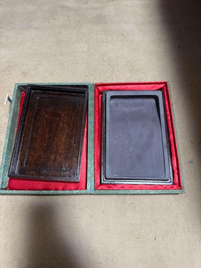 中国硯 木製ケース入り 中国伝統工芸 端渓硯 木製ケース入り 木製 蓋付き