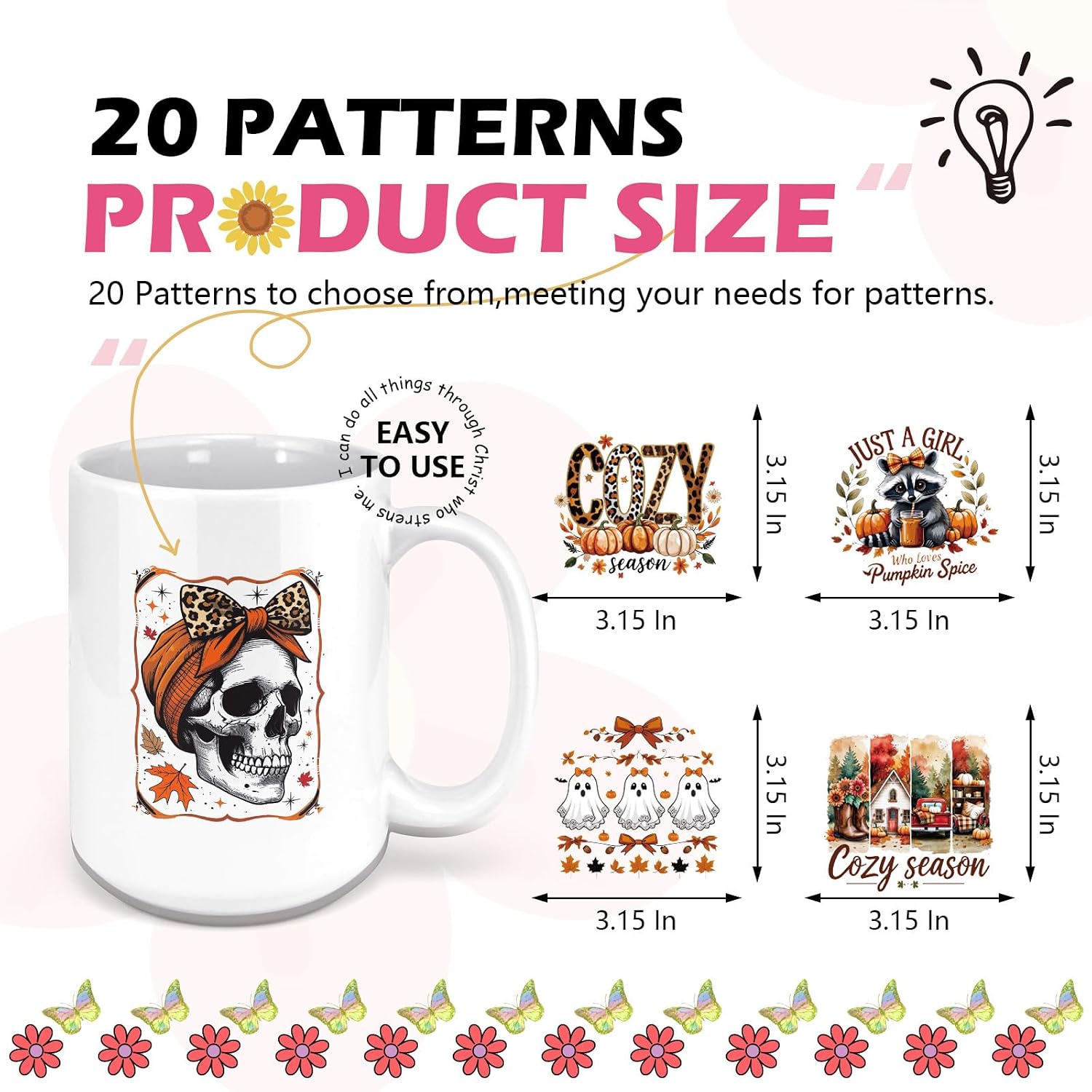 Autumn UV DTF Cup Wraps Pumpkin Gnome Fall Transfer Stickers for Glass