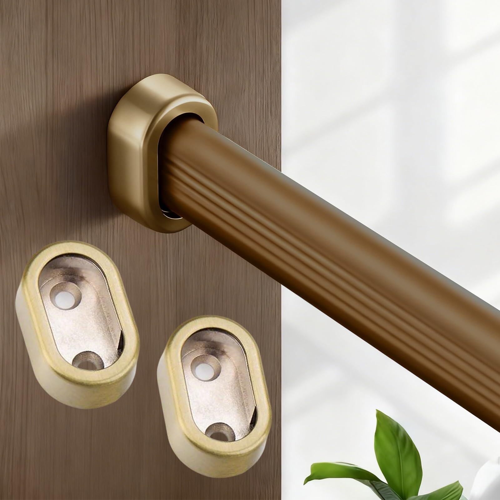 Wardrobe Rail, Aluminum Alloy Closet Rod With Support Brackets Multicolor 19-63in(Champagne,22in/55.9cm)