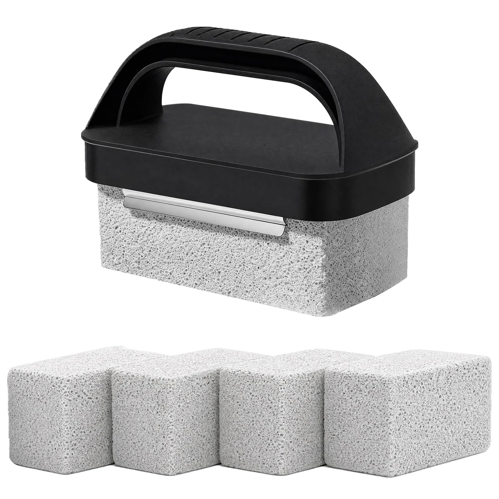 4Pcs Pumice Stone for Cleaning, Heavy-Duty Grill Block Large Handle