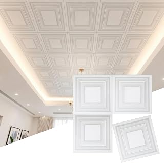 Nuanchu 40-Pack Peel & Stick 3D Foam Ceiling Tiles, 68.8 Sq Ft Coverage - Waterproof Self-Adhesive Wall Panels for Bedroom, Living Room Decor