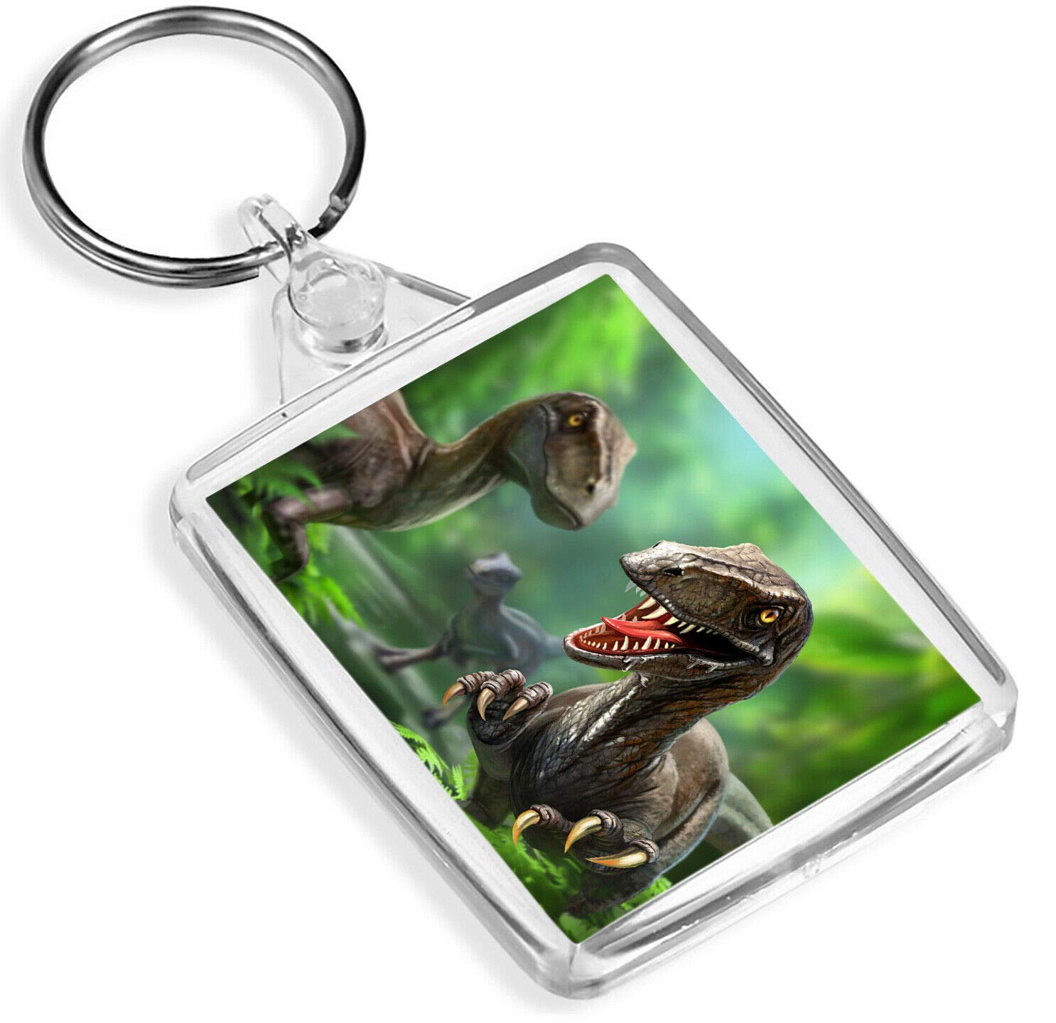 Destination Vinyl Keyrings Unisex Kids Multi Velociraptor Keyring Dinosaur Raptor Kids Boys Keyring #15756