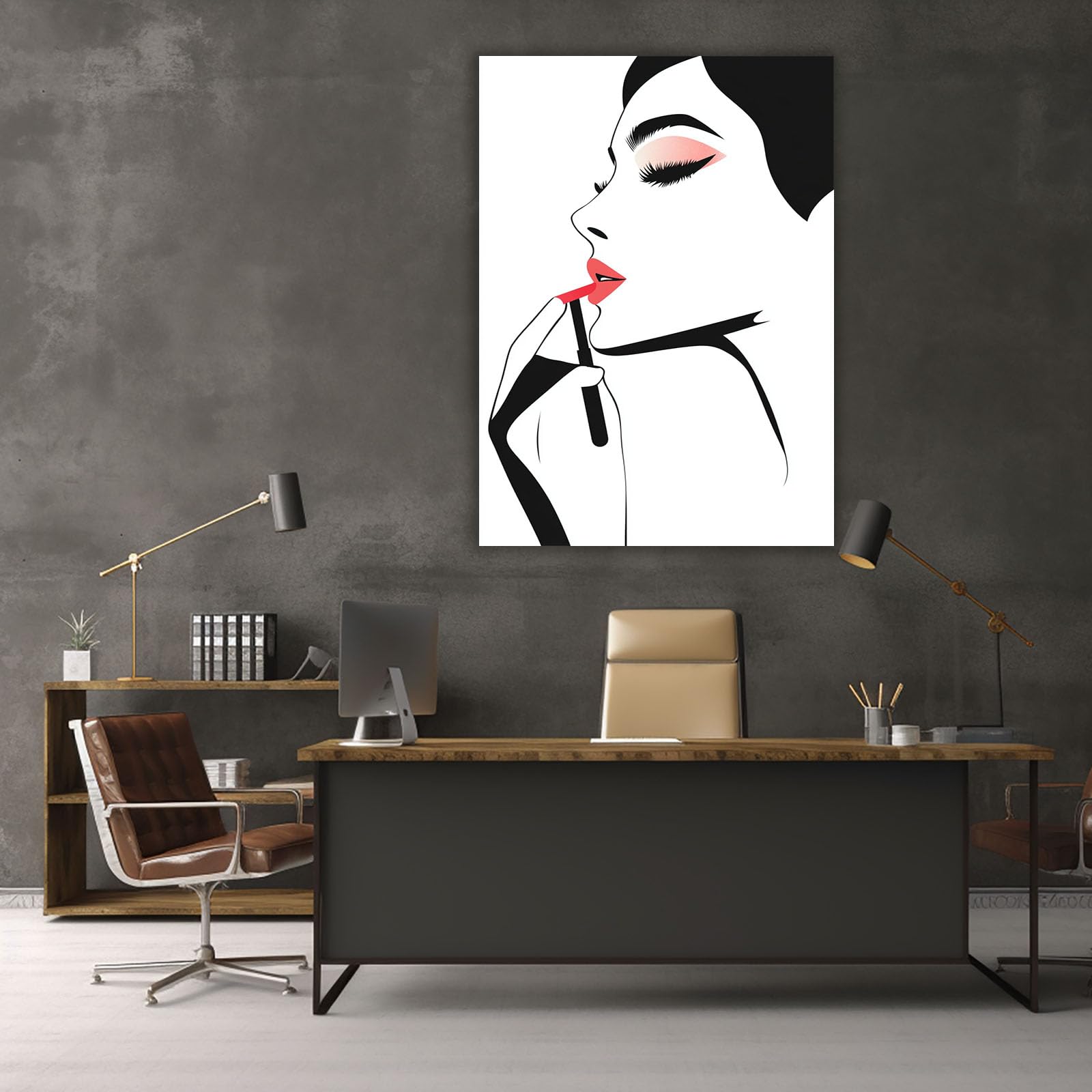 AMXBZC Mujer negra Arte de pared africano Pintura facial de chica abstracta Abstracta Pared Arte Imagen Cartel, Moderno Sala de Estar decoración Impresiones（Red 9-80x120cm Enmarcado