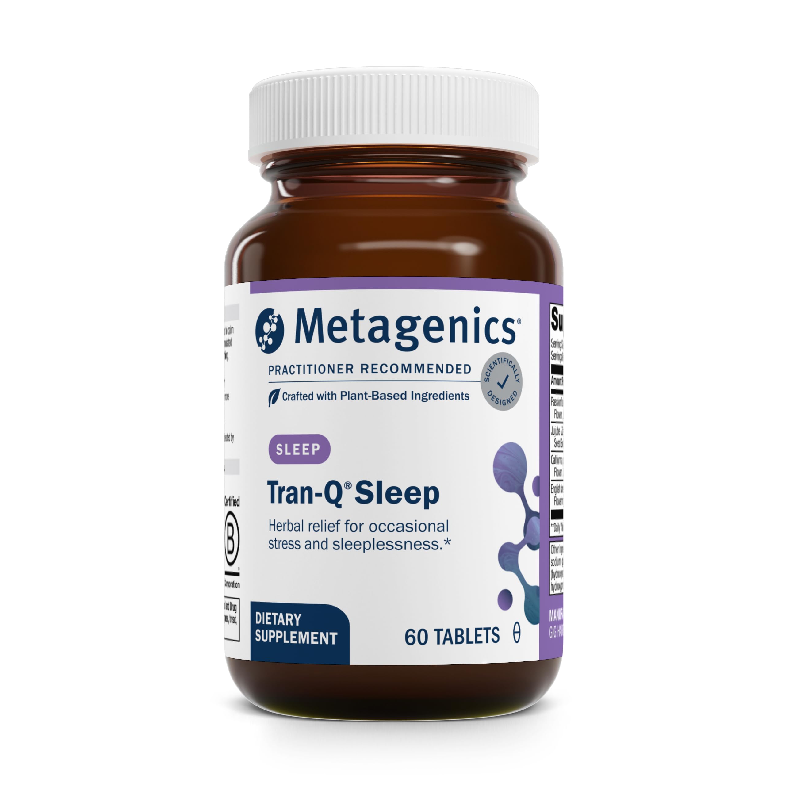 Metagenics Tran-Q Melatonin Free Herbal Sleep & Stress Support, 60 Tablets