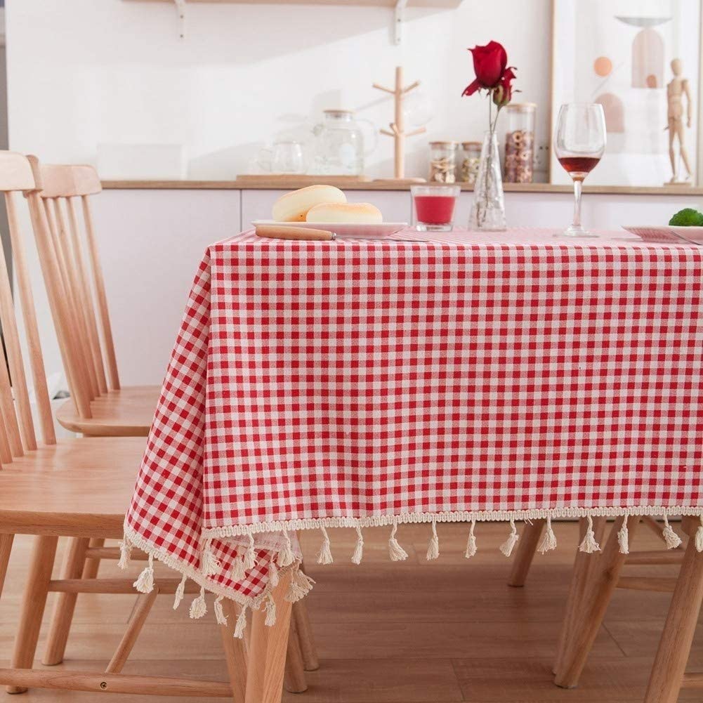 Housse de table facile à nettoyer et nappe imperméable rose 140x220