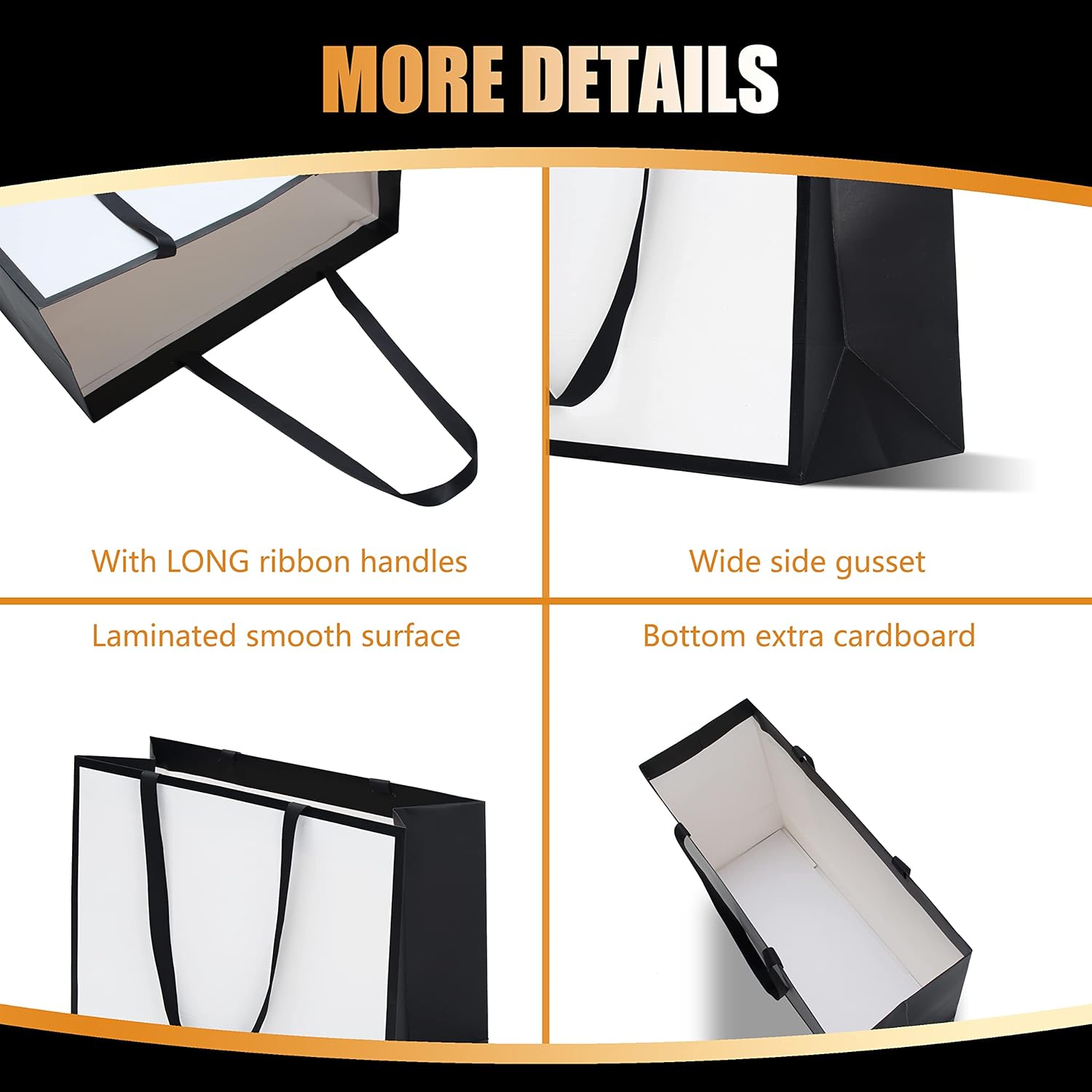 Large Gift Bags, 10Pcs 16"x6"x12" Extra Large Gift Bags, Black and White Gift Bags with Handles, Big Gift Bags for Shopping, Wedding, Party - Image 4