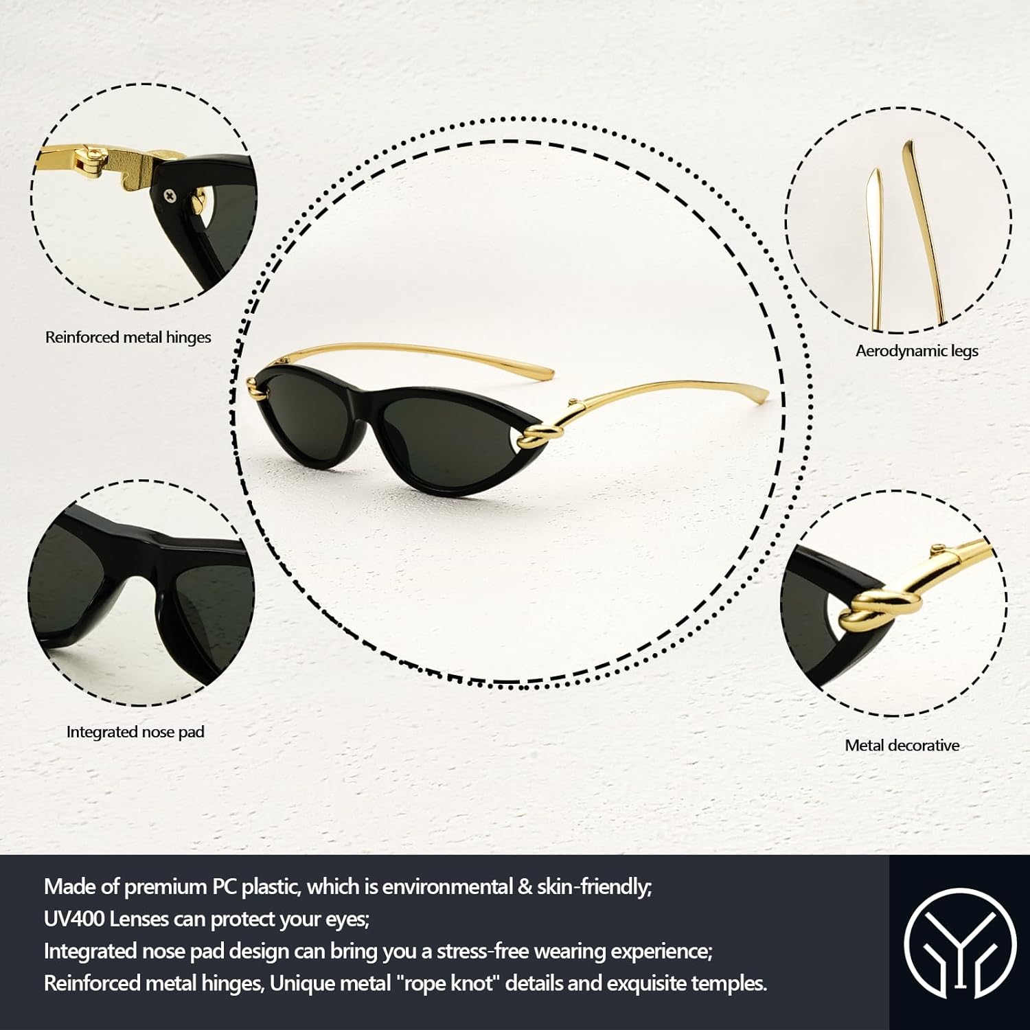 Retro Cat Eye Sunglasses for Women Trendy Narrow Oval Sun Glasses 70s Vintage Shades - Image 5