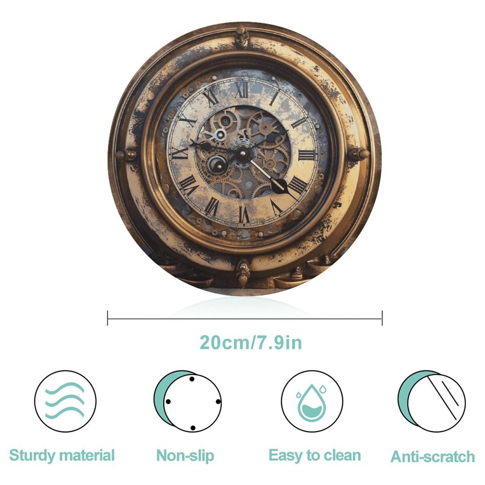 Tagliere rotondo con orologio steampunk, facile da pulire, taglieri per cucina di grandi dimensioni 7,9, taglieri essenziali da cucina, comodo per carne e verdure
