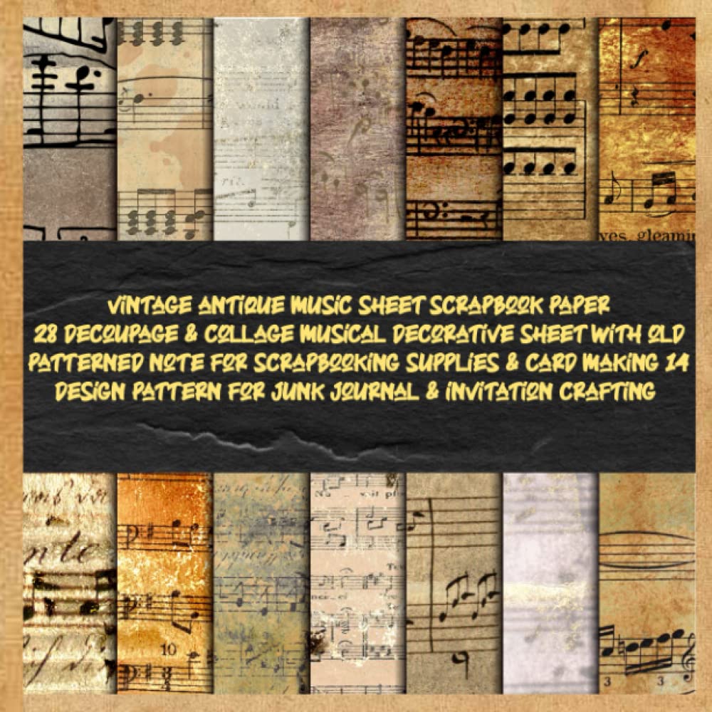 vintage antique music sheet scrapbook paper 28 decoupage & collage musical decorative sheet with old patterned note for scrapbooking supplies & card ... invitation crafting: designer collection pack