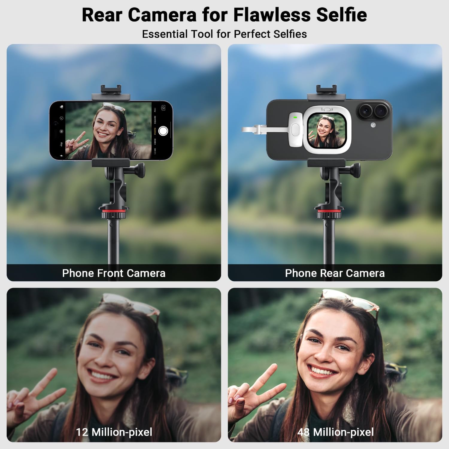 Founist Selfie Monitor do iPhone'a 5-17 i nowszych, 2,13" AMOLED Vlog, 700 nitów, magnetyczna kamera tylna, plug and play bez aplikacji, ekran selfie do vlogowania