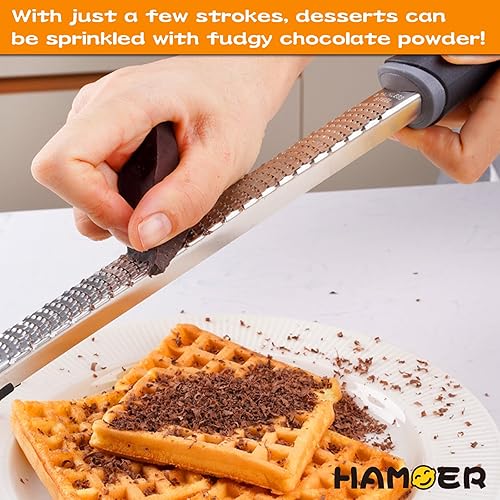 Miniatura 8 de Hamoer Rallador Cítrico Naranja Lima Limón Cortador con Cuchillo de Canal Acero inoxidable con mango de goma antideslizante Juego de 2 herramientas