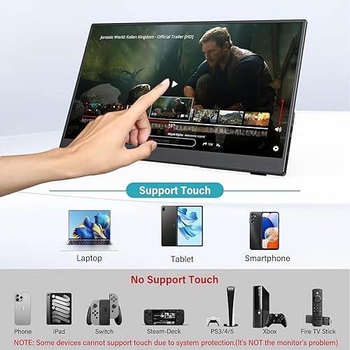 Miniatura 2 de InnoView Monitor portátil con pantalla táctil de 15.6 pulgadas, 1080P, 10 puntos, monitores portátiles con funda protectora con soporte integrado,
