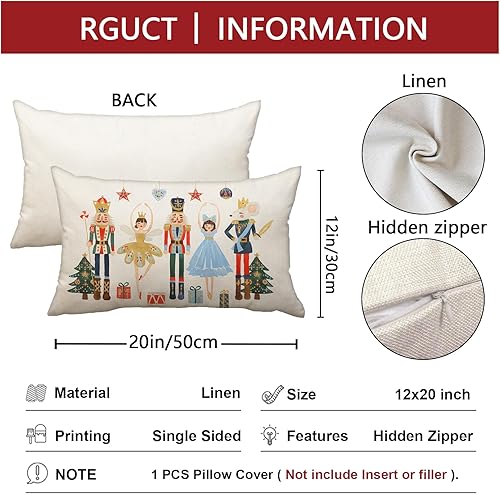 Miniatura 5 de Fundas de almohada de Feliz Navidad de 12 x 20 pulgadas, decoración navideña de cascanueces para el hogar, invierno, vacaciones, fiesta, decoración