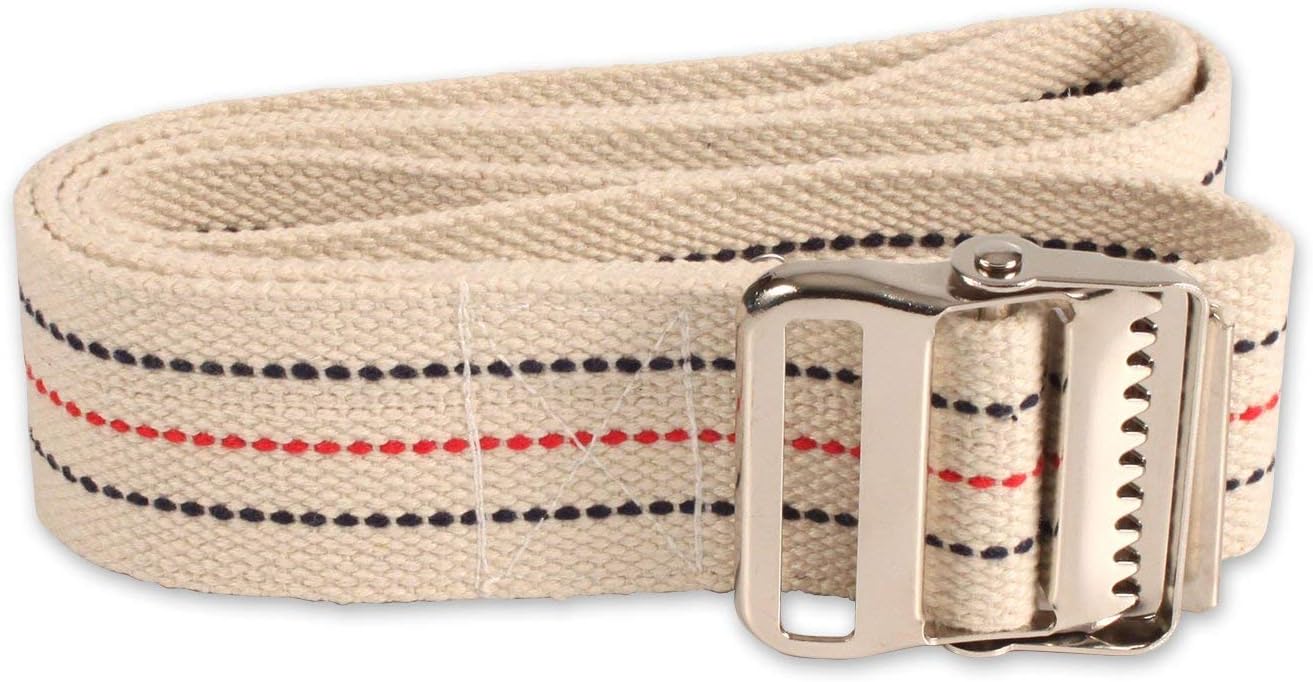 Dynarex Universal Secure Transfer Gait Belt – Soft Machine Washable Cotton Material – 60″ x 2″ – Metal Buckle – Natural Color Dynarex Universal Secure Transfer Gait Belt – Soft Machine Washable Cotton Material – 60″ x 2″ – Metal Buckle – Natural Color
