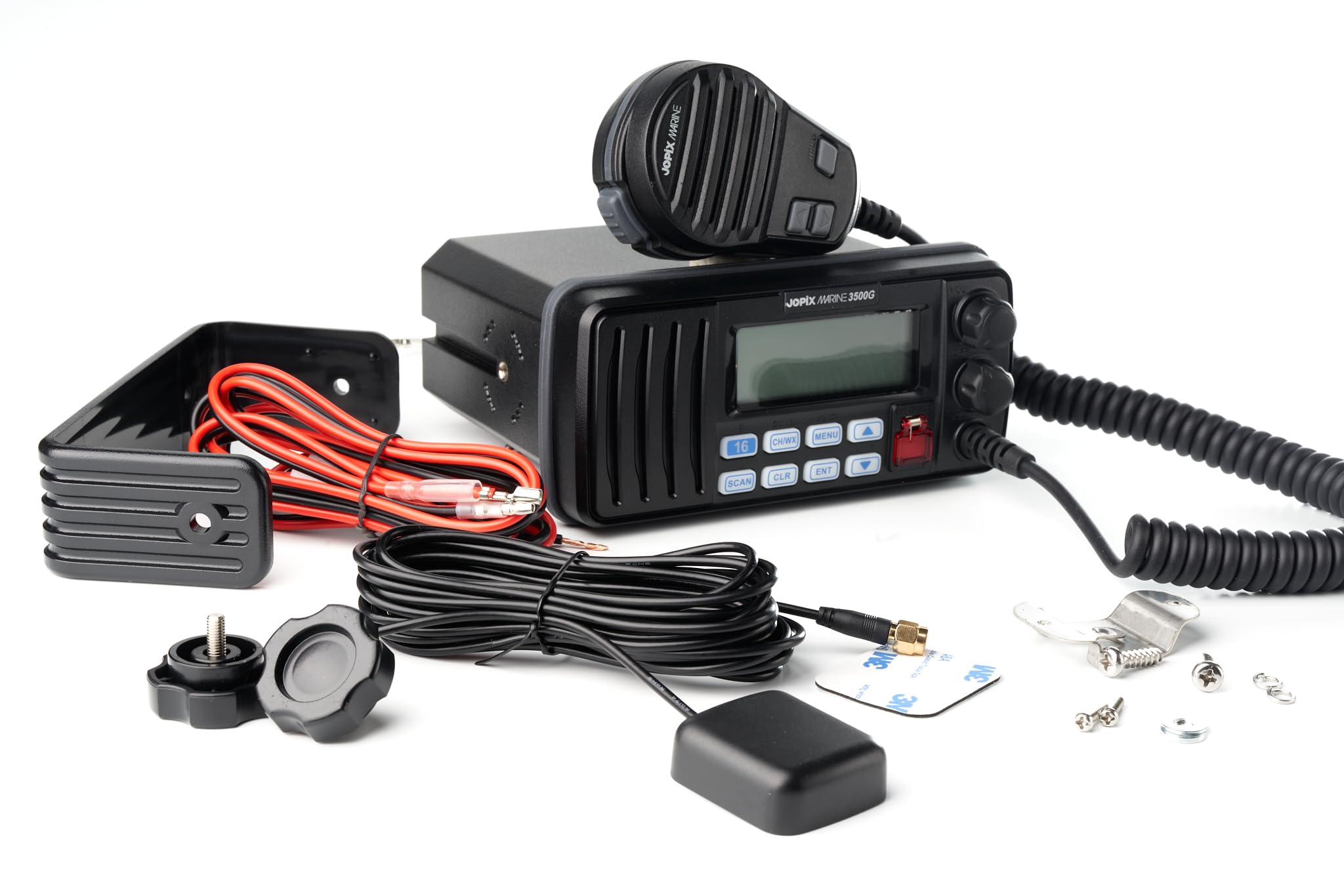 Jopix Marine 3500G Emisora Marina VHF con DSC Clase D y GPS Integrado - Homologada DGMM, Protección IP67, Pantalla LCD Retroiluminada y 25W de Potencia - Radio Fija