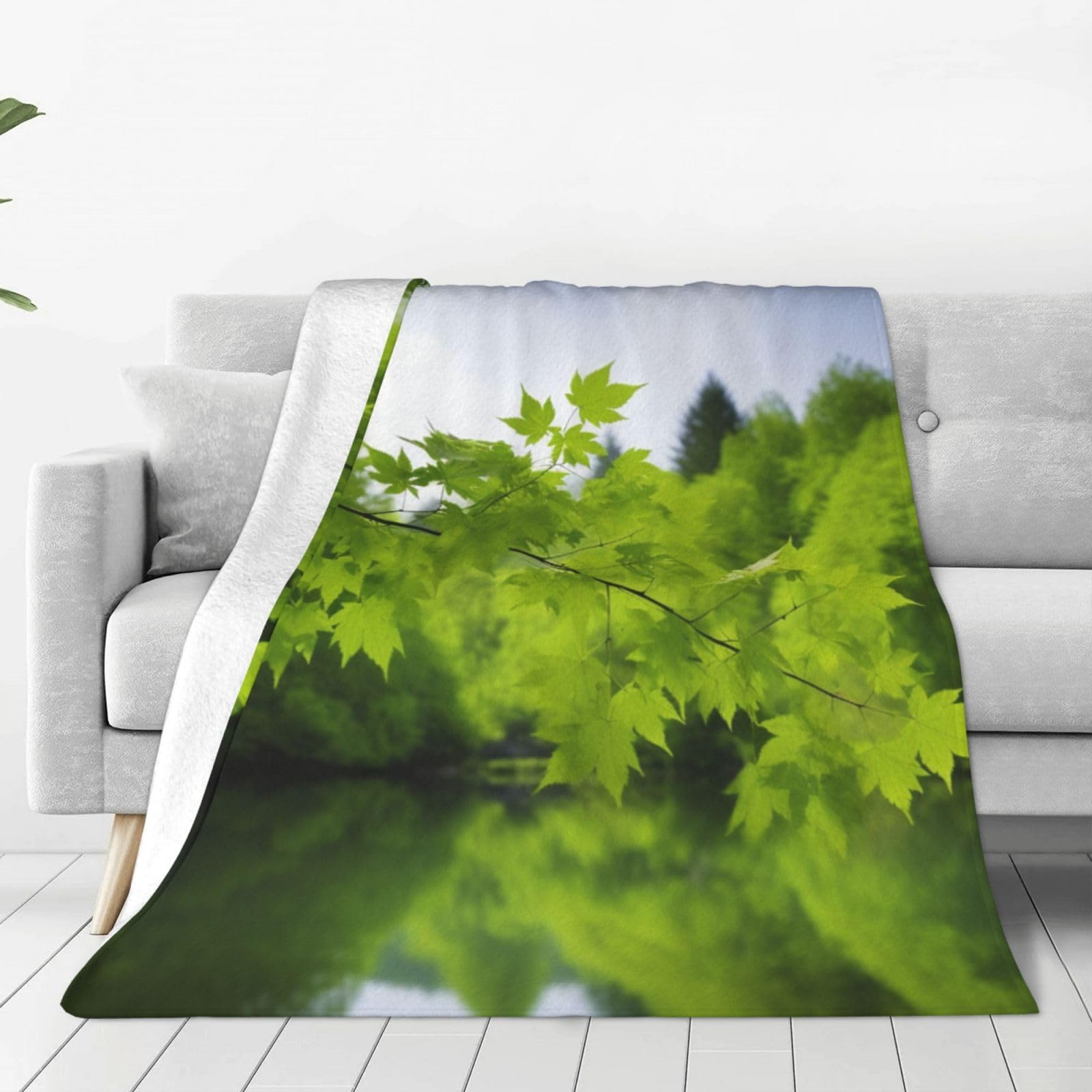 Couverture imprimée nature verte HD grand plaid de lit luxueux