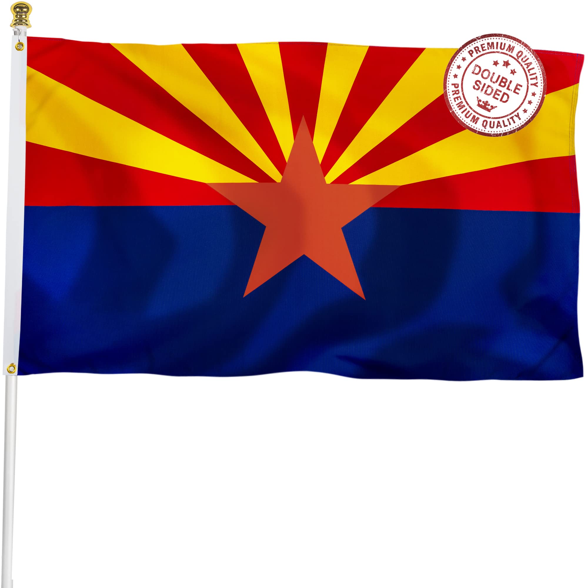 XIFANDouble Sided Arizona State Flag 3x5 ft, Heavy Duty 3 Ply Durable Polyester, AZ Flag with Vibrant Print/4 Rows Hemming/Brass Grommets for Indoor Outdoor Decor