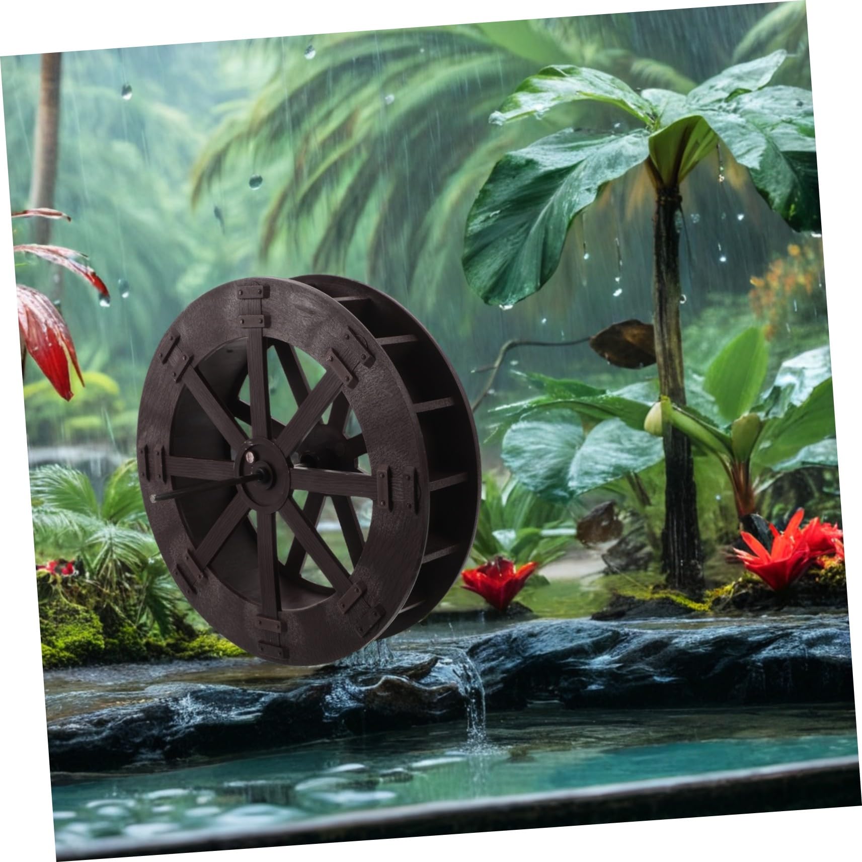 Roue de Fontaine à Eau de Table Rotative Facile à Assembler Accessoire en Plastique et Acier Inoxydable Décor Naturel et Élégant pour Bureaux et Salons