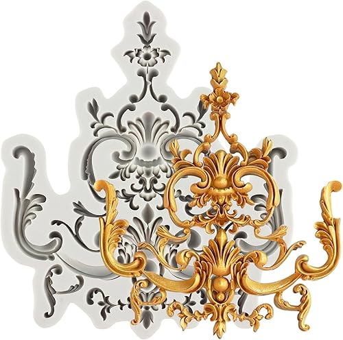 Miniatura 12 de Molde de Fondant Barroco Moldes de Silicona de Volutas de Calados de Encaje Moldes de Filigrana 3D Esculpidos para Decoración de Tartas de Azúcar