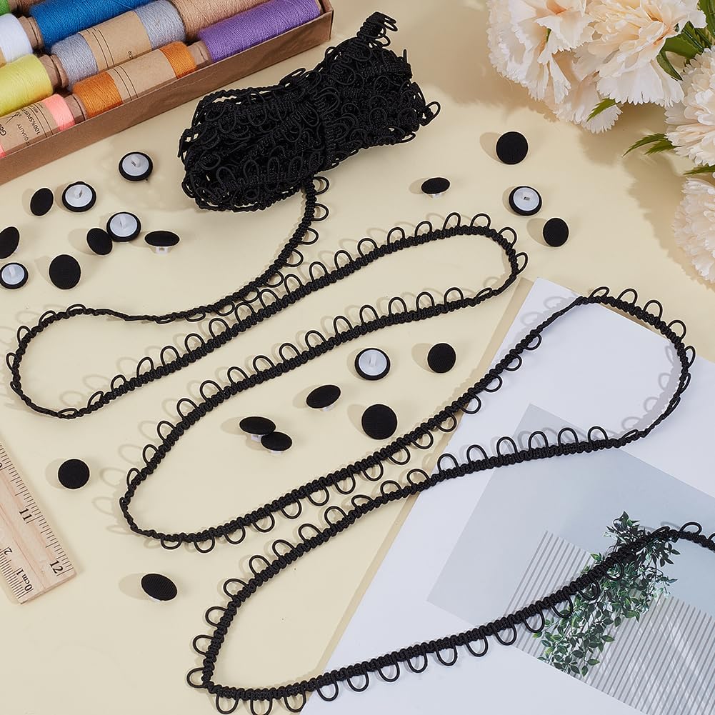 16.46 m di Cordoncino Elastico in Nylon Nero Passanti per Bottoni Asole Passamaneria Passamaneria in Pizzo Passamaneria in Plastica e Cotone per Cucito Creazione di Costumi Matrimoni