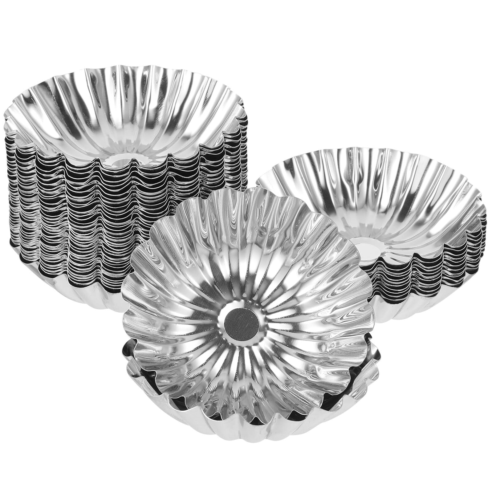 Homoyoyo Moules à Tartelettes 50pcs en Acier Inoxydable Argenté Antiadhésifs pour Tartes et Cheesecakes pour Boulangeries et Hôtels