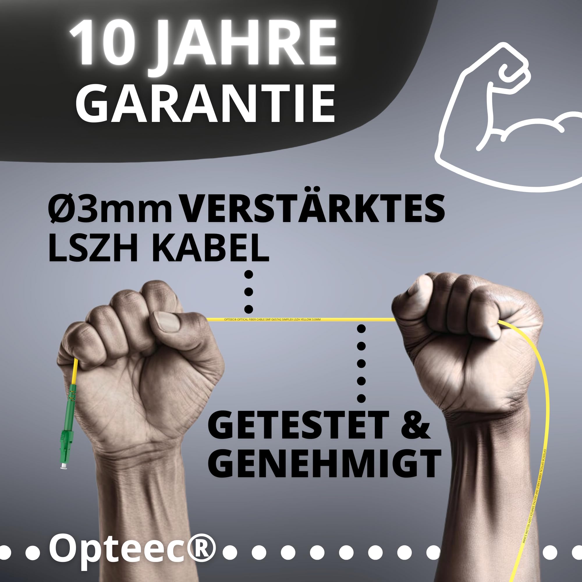 Câble Fibre Optique Blindé - 70M - Rallonge/Jarretière - LC/APC à LC/APC Renforcé - Simplex Monomode - Garantie 10 Ans - Jaune (70M)