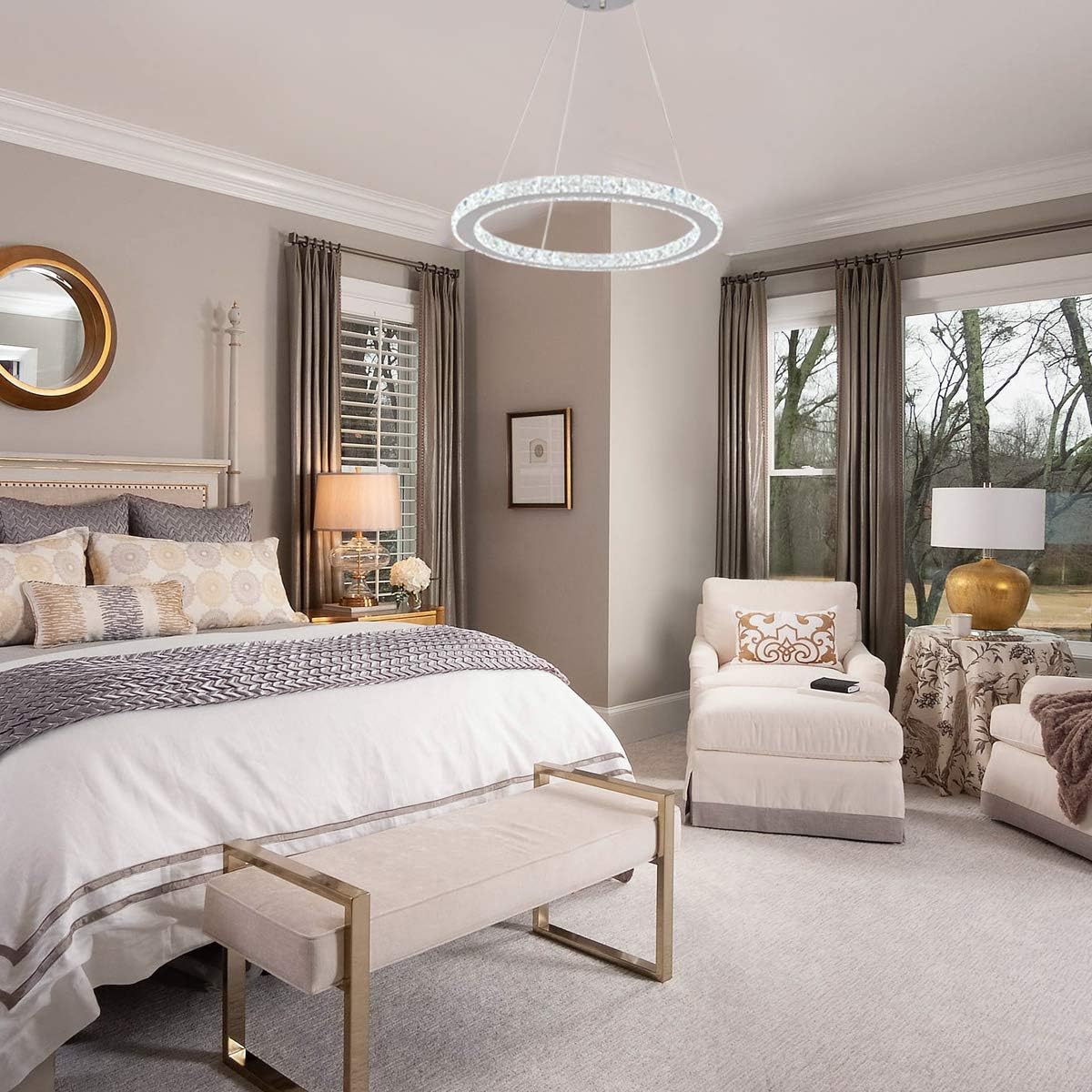 Gеt Dіѕсоunt 70% Prісе Ganeed Chandeliers,Crystal Glass Chandelier,Pendant Lighting Ceiling Lights Fixtures for Living Room Bedroom Restaurant Porch Dining Room,One Rings (Dia 11.8,6500K)