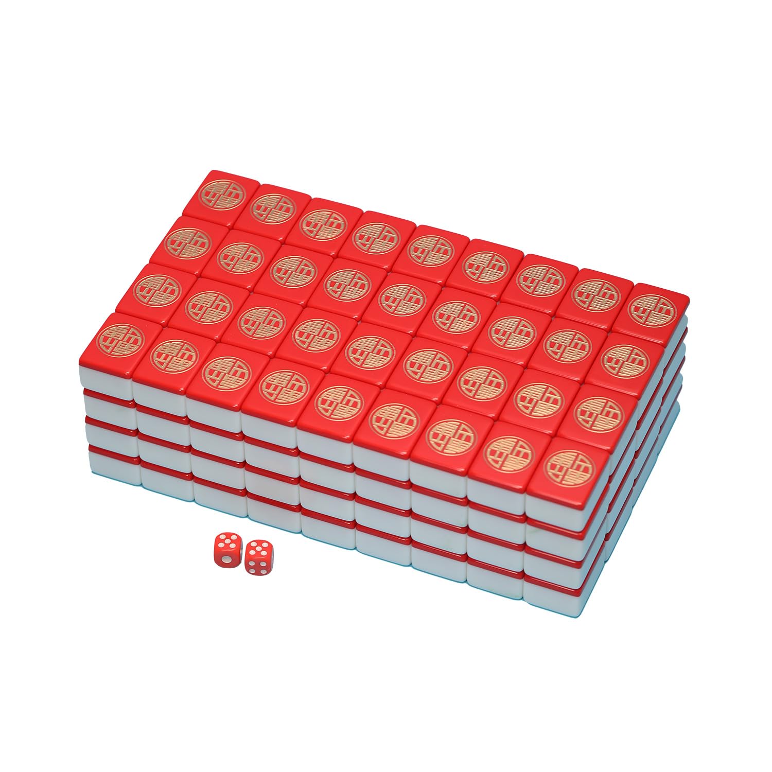 VPH Extra-Large Chinese Mahjong with The Character Fu Lin in red, 144 Pieces in Total, Including a PU Leather case and a Table mat.