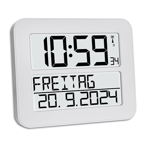 TFA Dostmann Timeline Max Digitale Funkuhr, 60.4512.02, Wanduhr zur einfachen