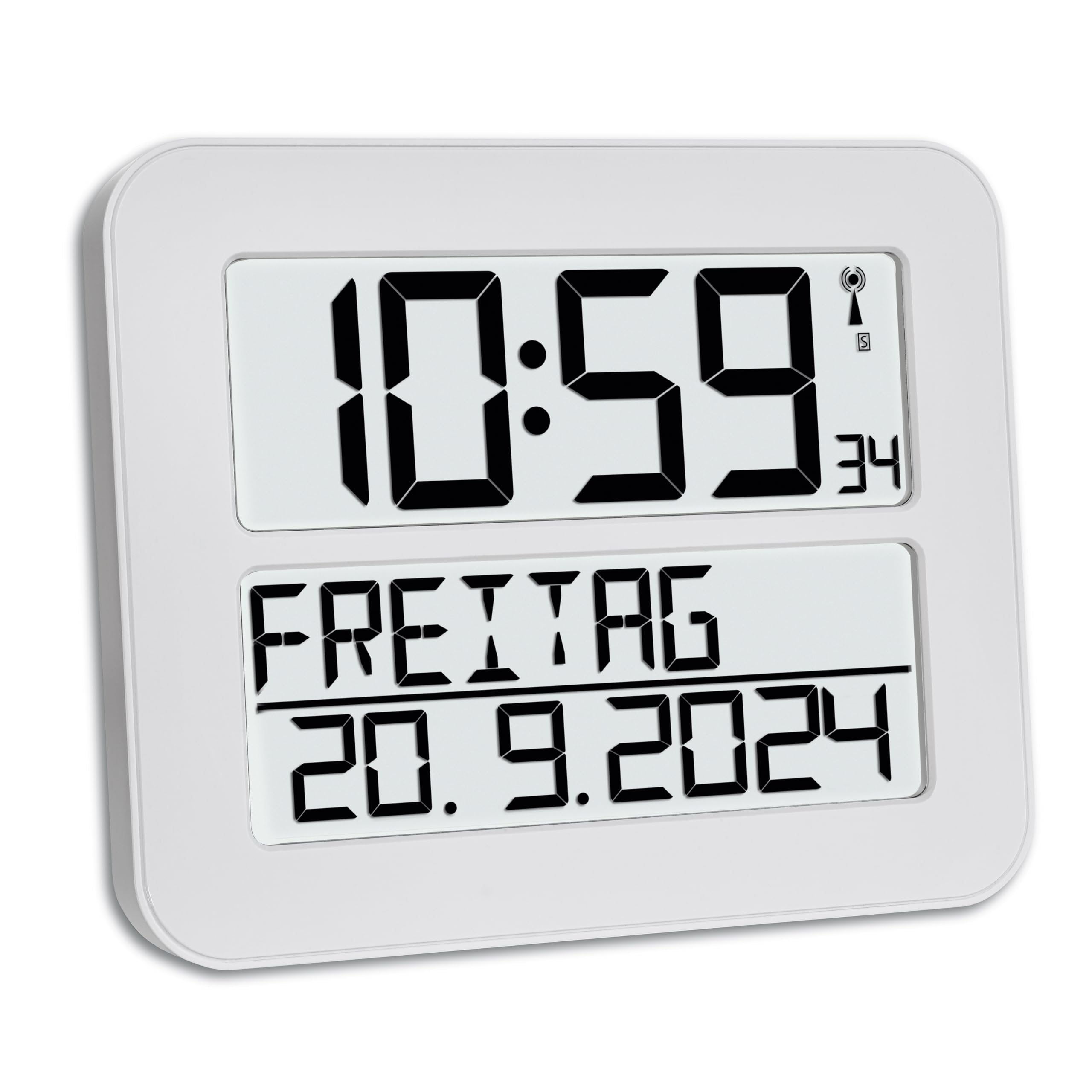 TFA Dostmann 60.4512.01 TimeLine Max Radio-controlled Clock, Weiß, White, L 258 x B 30 (120) x H 212 mm