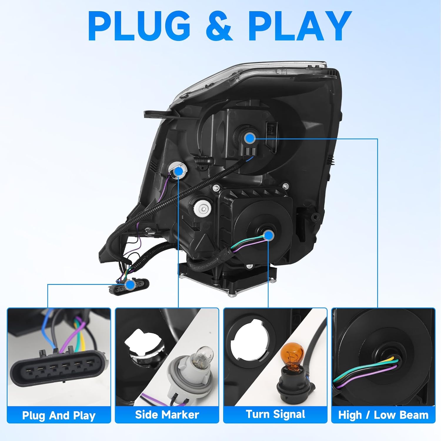 Plug and Play wiring connections for headlight assembly