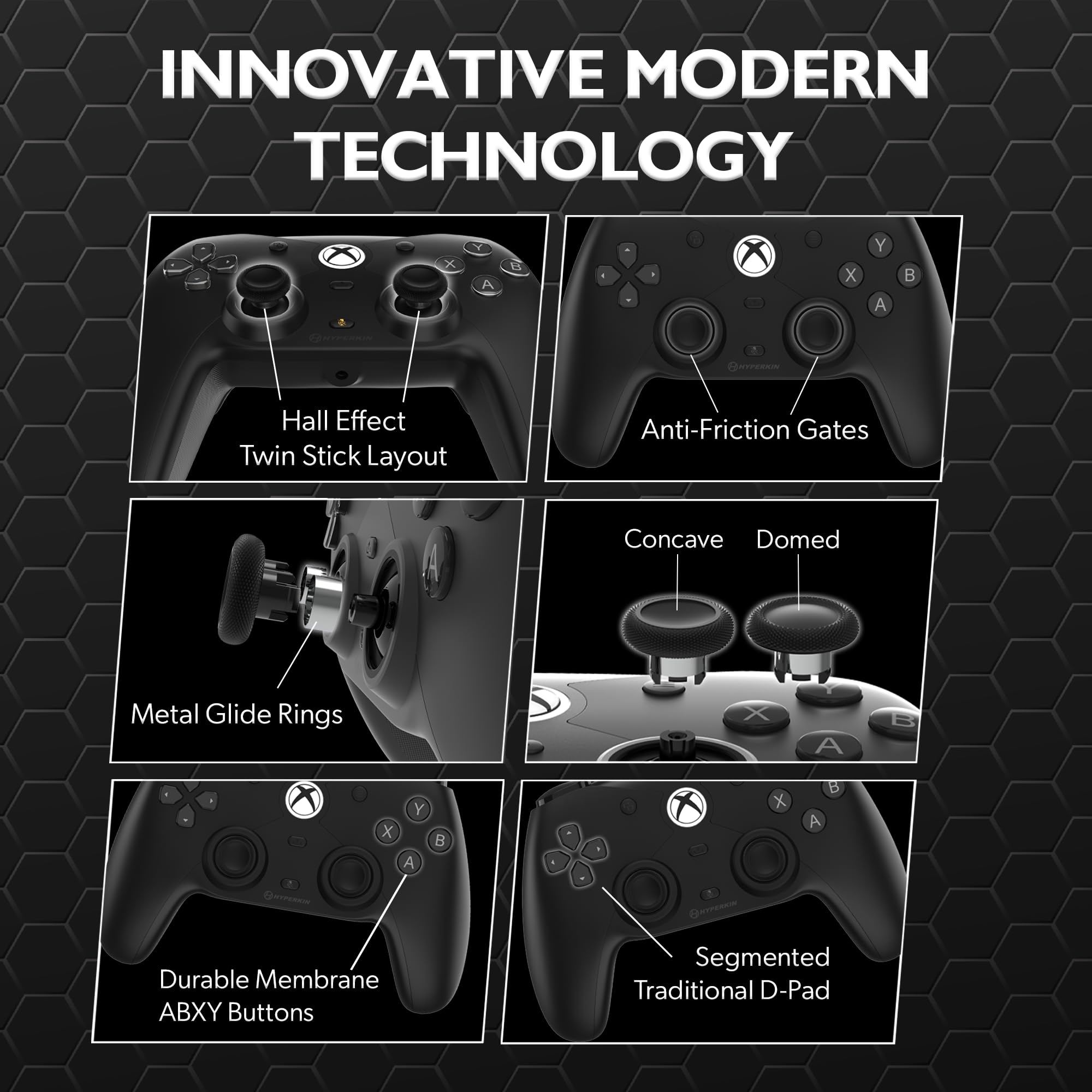 Hyperkin The Competitor Controller cablato per Xbox Series X|S, Xbox One e PC - Joystick effetto Hall e trigger di impulsi, layout simmetrico, USB-C, anti-deriva, D-Pad di precisione, ergonomico