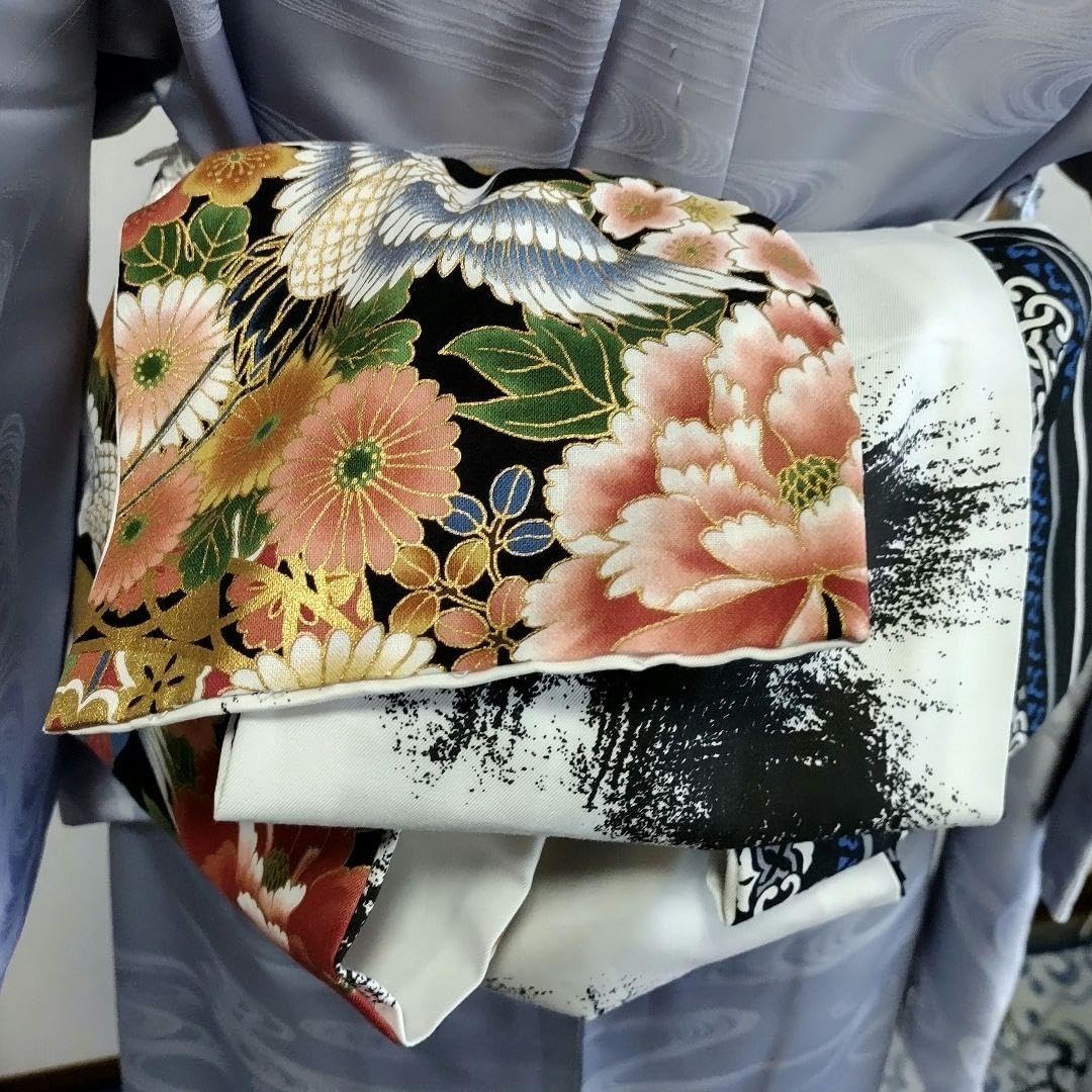 名古屋帯 アンティーク帯 打ち出の小槌 扇 鞠 縁起柄 NO-435 名古屋帯 アンティーク帯 打ち出の小槌 扇 鞠 縁起柄 NO-435