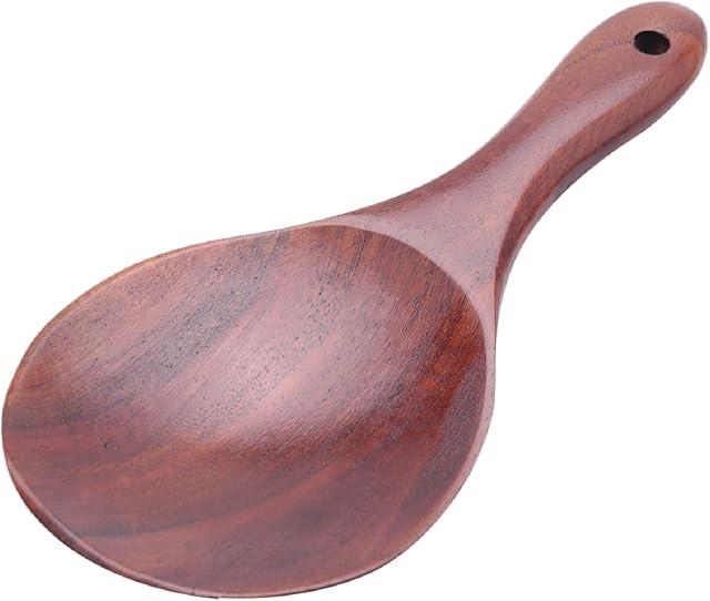 Dciustfhe Teak Wood Spoon Natural Solid Wood Rice Spoon Wooden Rice Paddle Potato Serving Spoon Wooden Kitchen Utensils