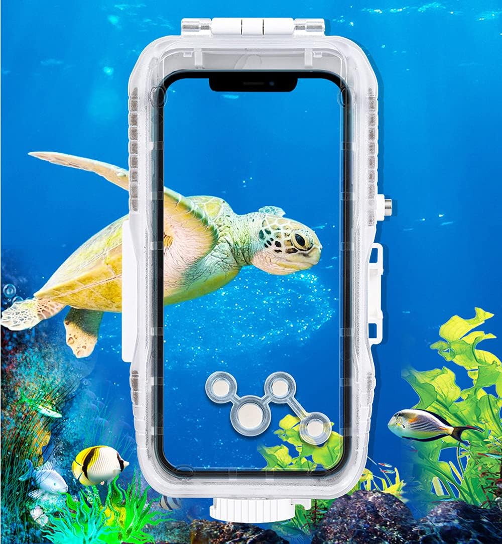 Diving Case for iPhone, Underwater Phone Case, [40m/130ft] Surfing Swimming Snorkeling Photo Video Waterproof Housing Cover (iPhone 12 Pro Max) White
