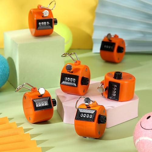 Miniatura 5 de TOODOO Paquete de 6 contadores de mano de 4 dígitos mecánicos de palma, contador de clics de plástico con anillo de dedo de metal para contar