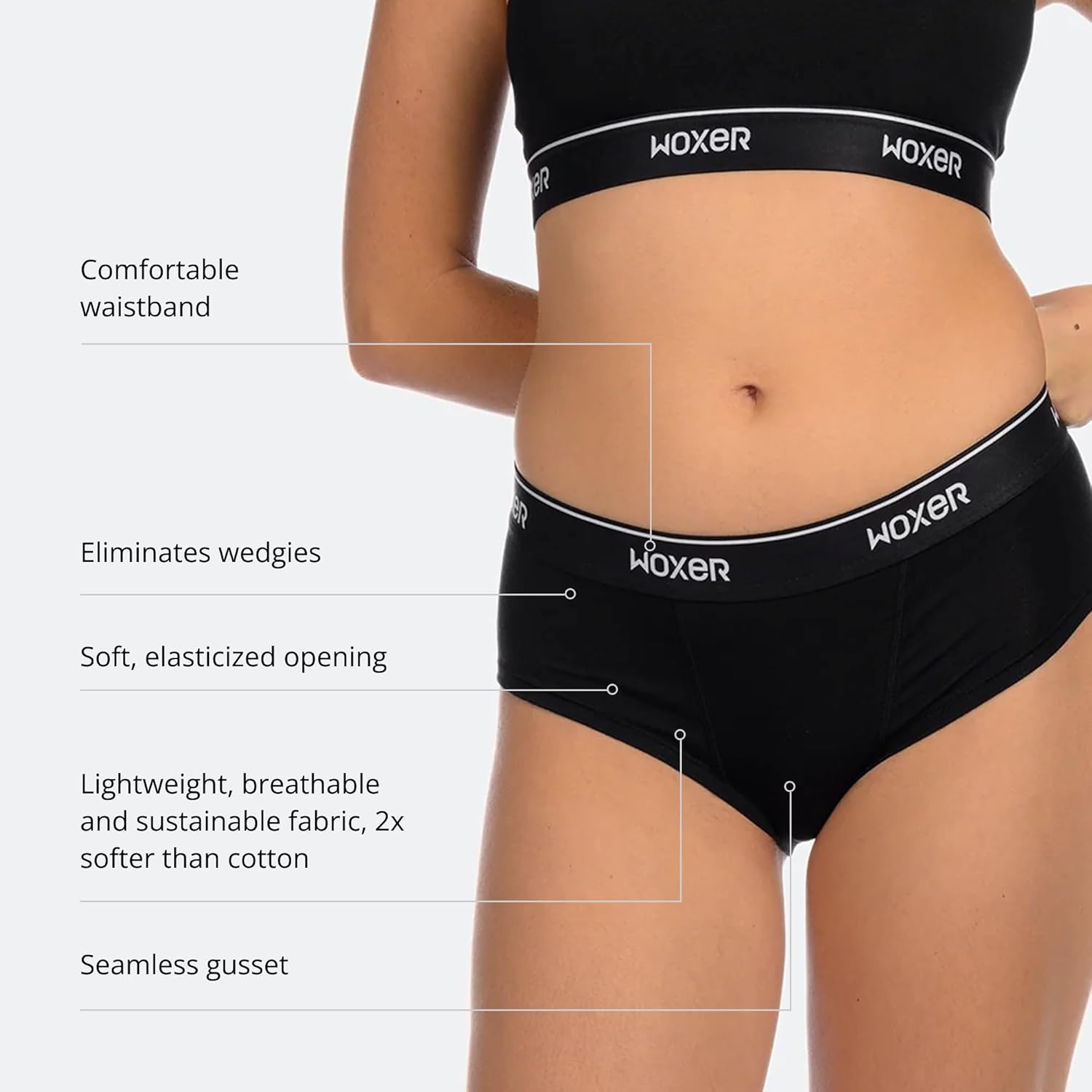 Woxer Womens Boxer Briefs Underwear, Classic Brief Style Boyshorts Panties, Soft Anti-Chafing, No Roll Inseam Burgundy - Image 2