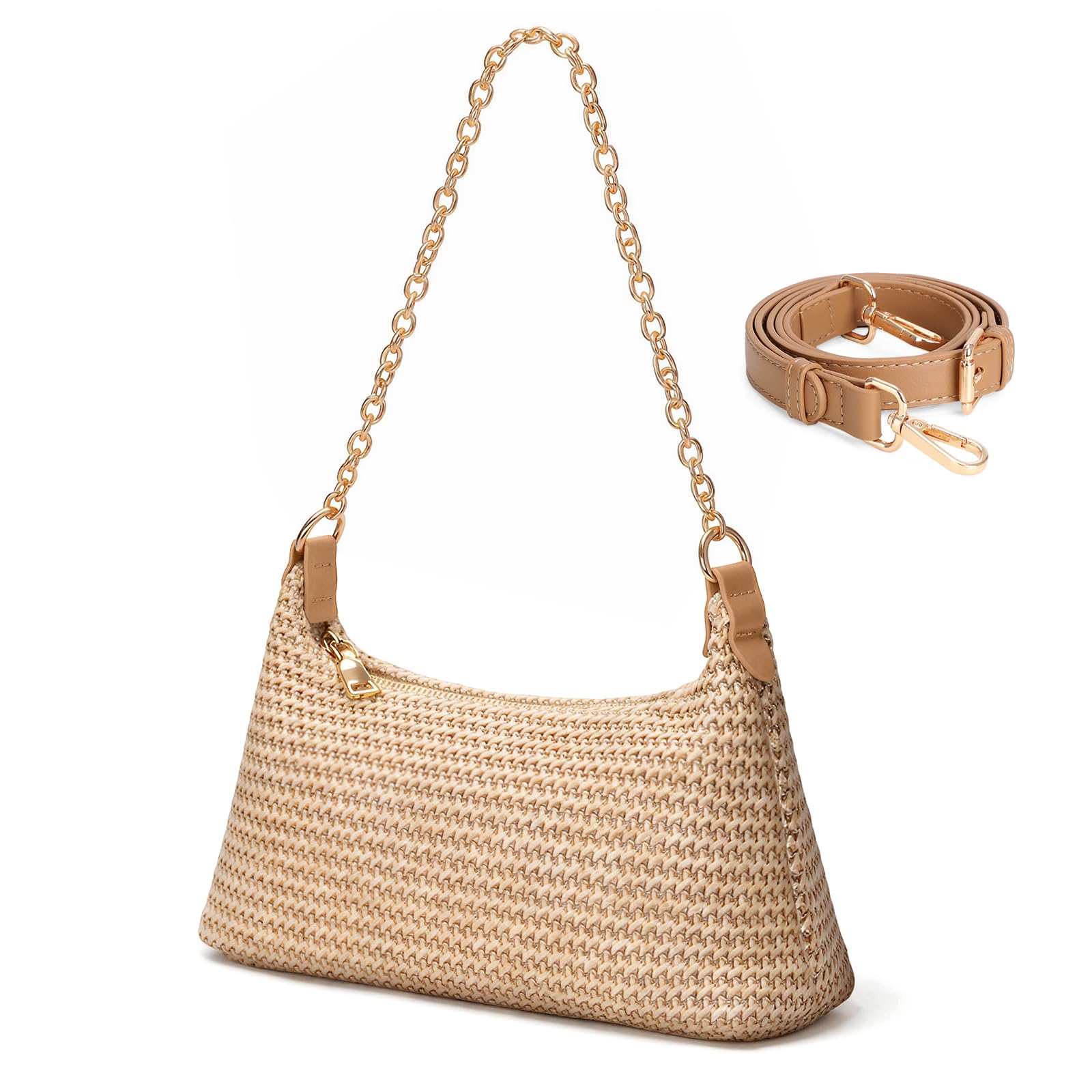 Beach Bags for Women Summer Straw Purse Boho Woven Shoulder Bag Crochet Purse Vacation Tote Handbag — view 8