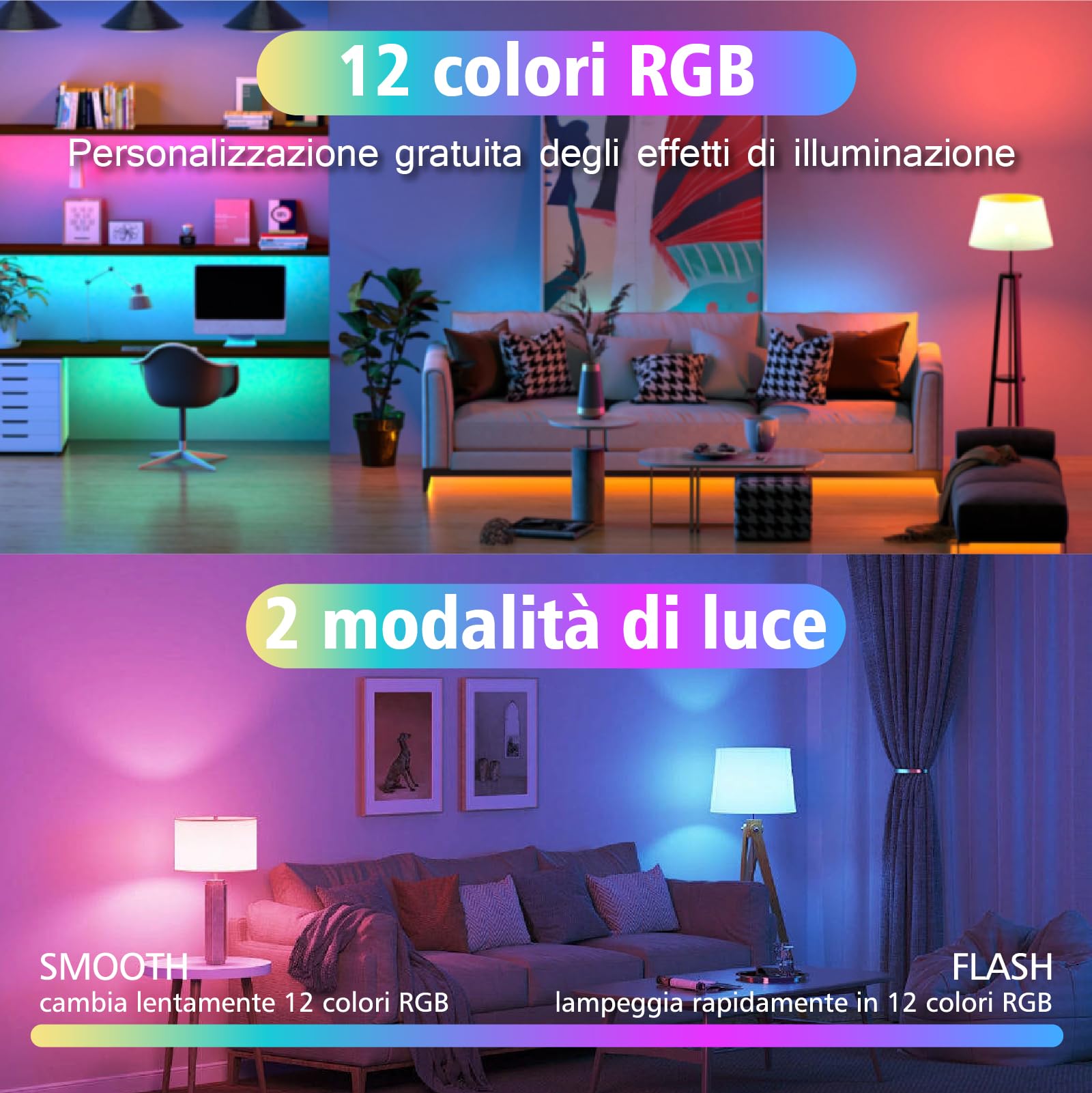 Lampadina ricaricabile con timer e telecomando, lampadine a batteria dimmerabili E27/E26 LED di ricarica rimovibile, lampade non cablate con 3 temperature di colore + 12 RGB, 2 Pezzis