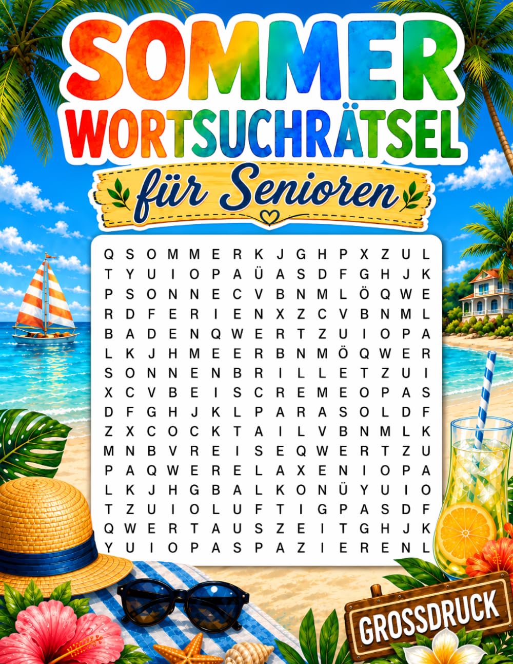 Sommer Wortsuchrätsel für Senioren: 50 Großdruck-Wortsuchrätsel für Senioren – Gedächtnistraining & Entspannung im Sommer