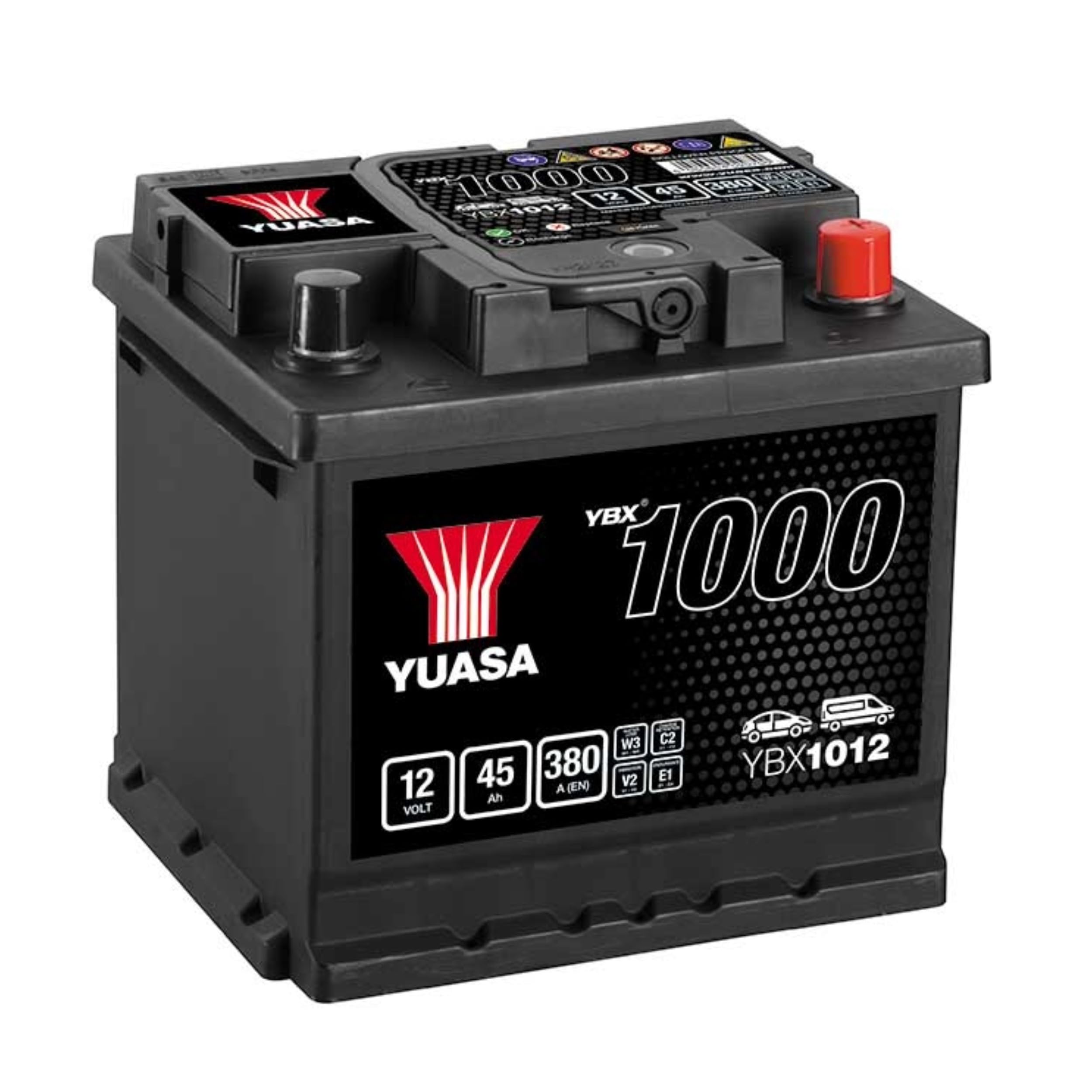 Car Battery YBX1012 Yuasa 012 380A 45Ah 3Yr Warranty 207x175x190