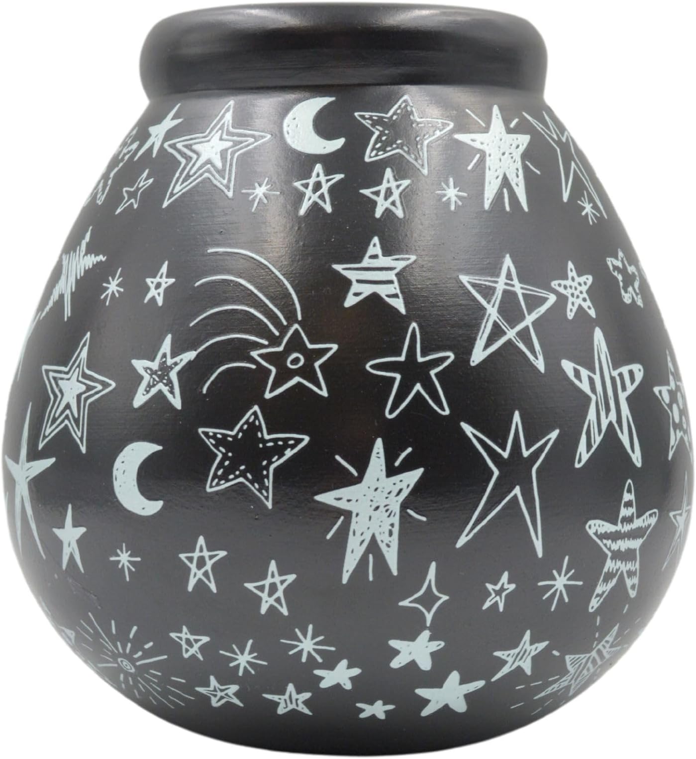 Pot of Dreams Hand Painted Black & White Stars & Moons Save And Smash Handcrafted Ceramic Money Box Piggy Bank | Perfect Decorative Gift and Save for New Toys & Video Games