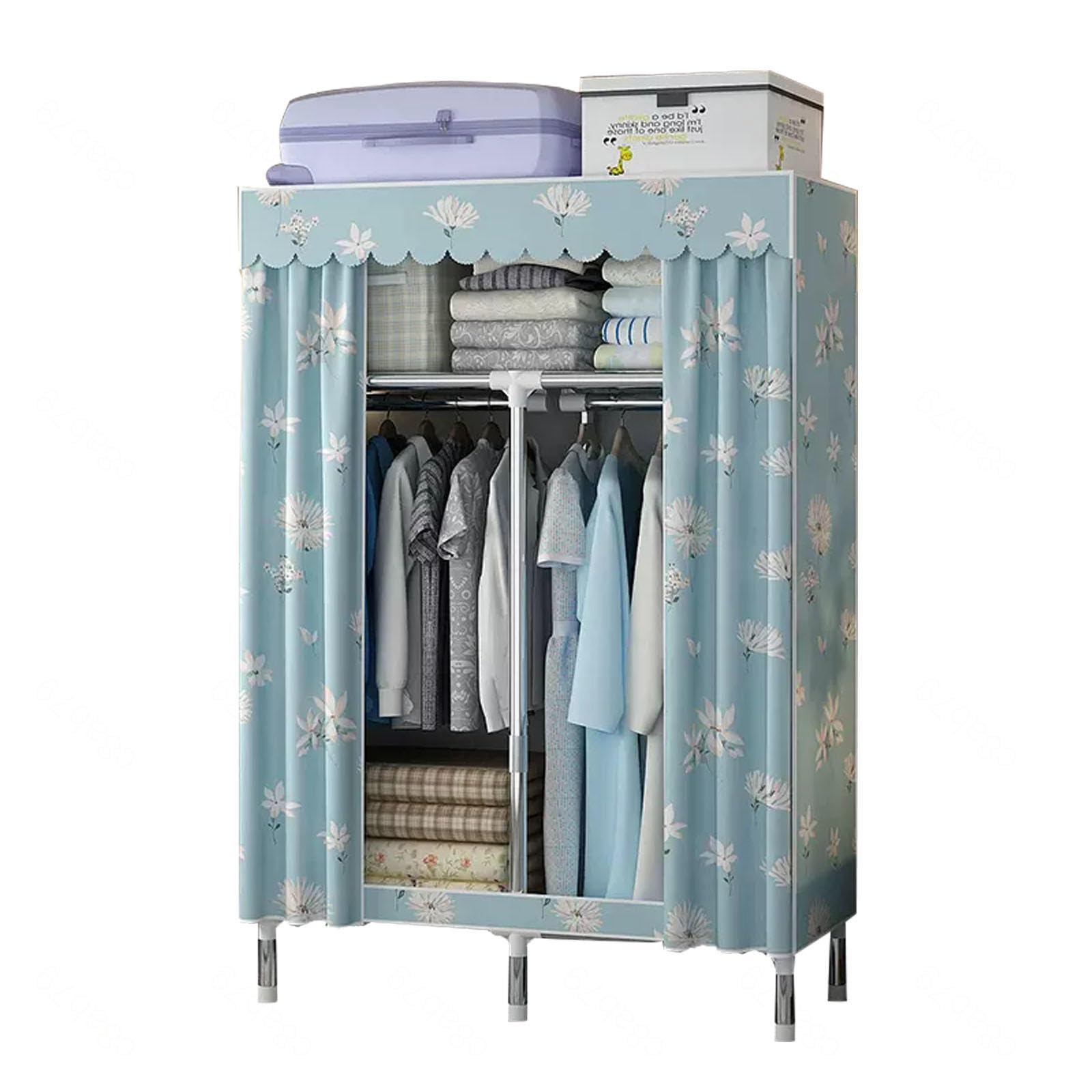 Placard à vêtements bleu pour chambre à coucher, le dressing gain de place