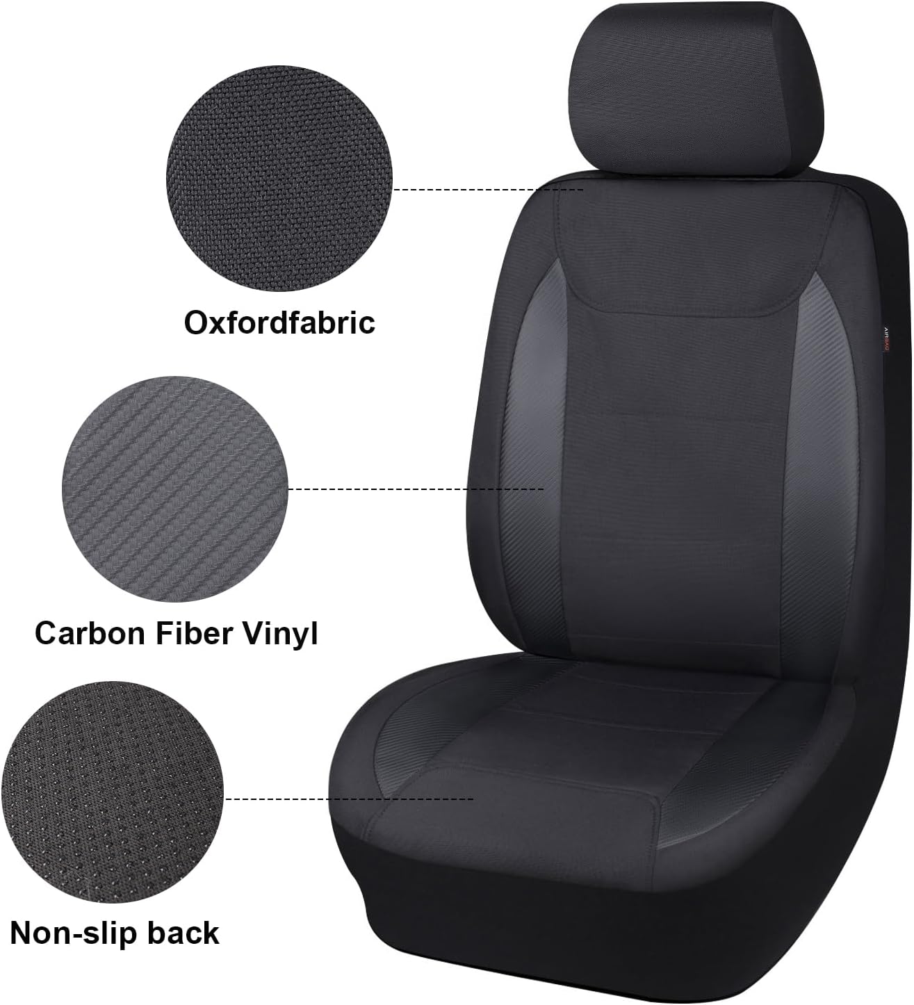 Flying Banner AquaShield Front car seat Covers Set Waterproof Water Resistant arm Rest Compatible Shoulder Seatbelt Compatible Truck seat Protectors Universal fit Non Slip (Black Black, Front Pair)