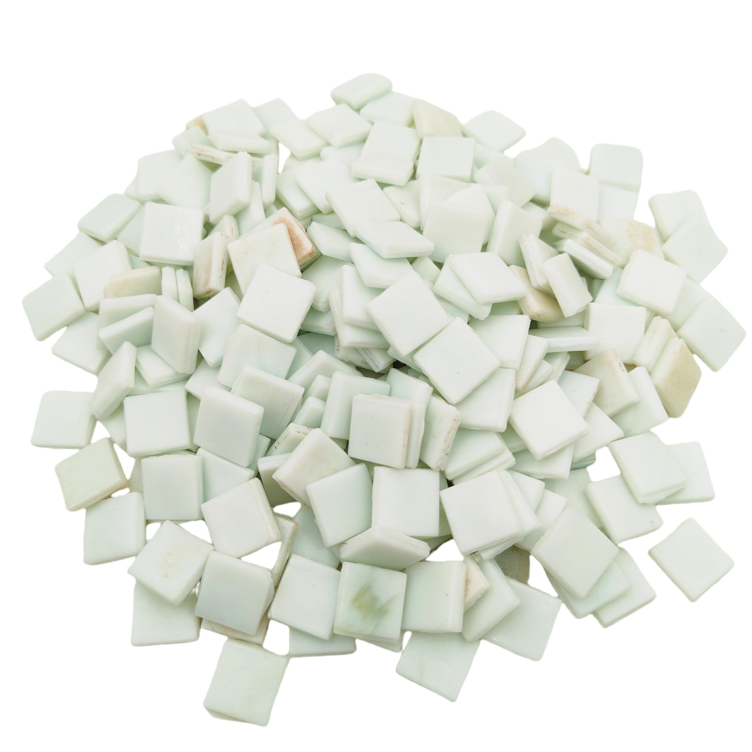 500g Ice Jade Mosaic Tiles, 1.5CM Square Glass Mosaic Pieces for Art Crafts,250PCS Easy Cut Painting Glass Tiles Puzzle Material Cut Handmade (White)